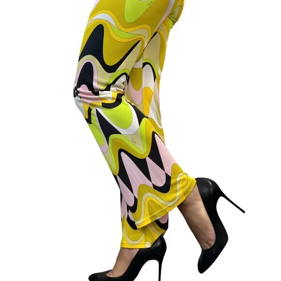 EMILIO PUCCI Vintage Logo Multicolor Shirt Pants Set #38 Button Zip [106008] - Picture 5 of 16